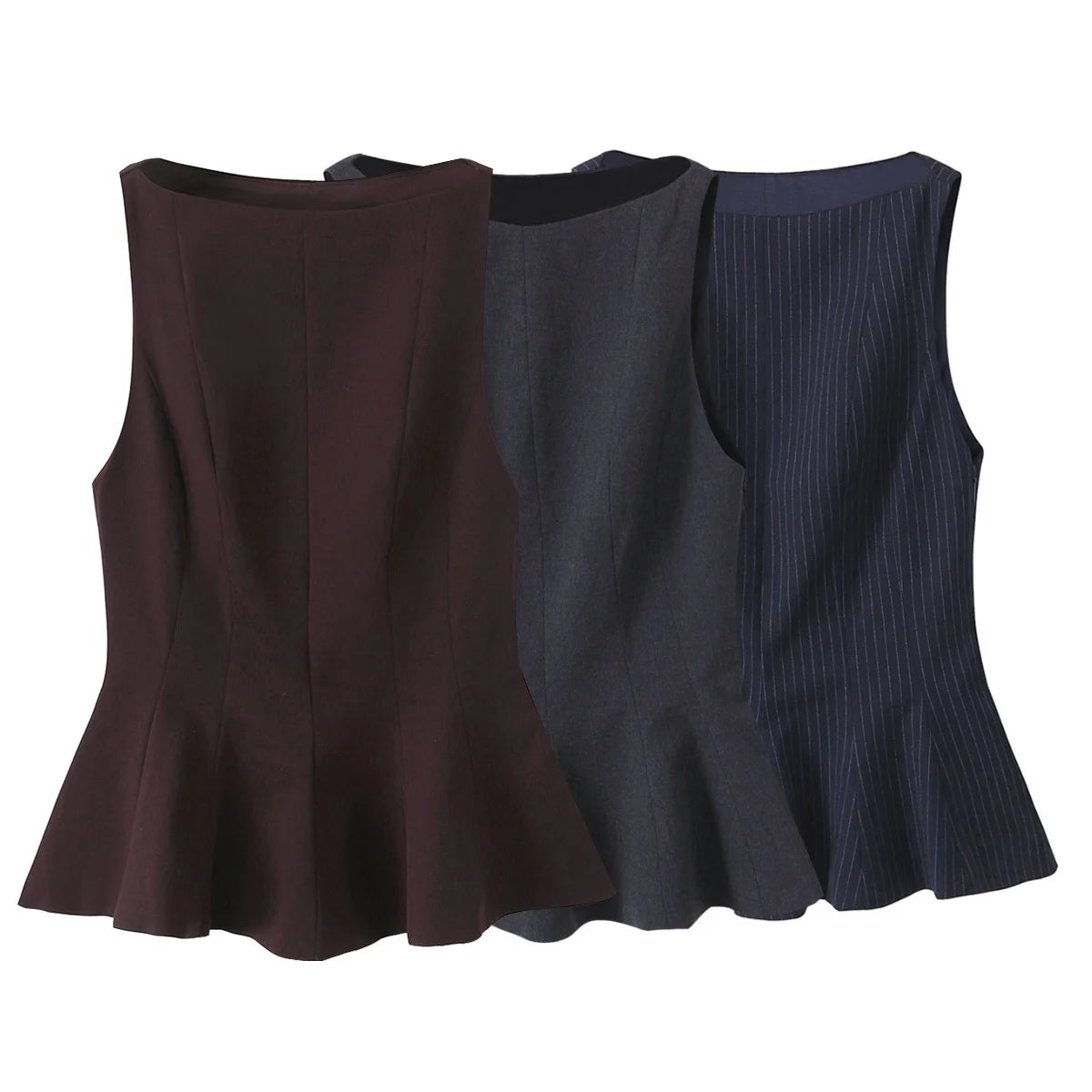 Ribbed Peplum Tank Top – Elegant Sleeveless Blouse for Women | Chic Fitted Top, Soft Knit Fabric, Casual Streetwear Style