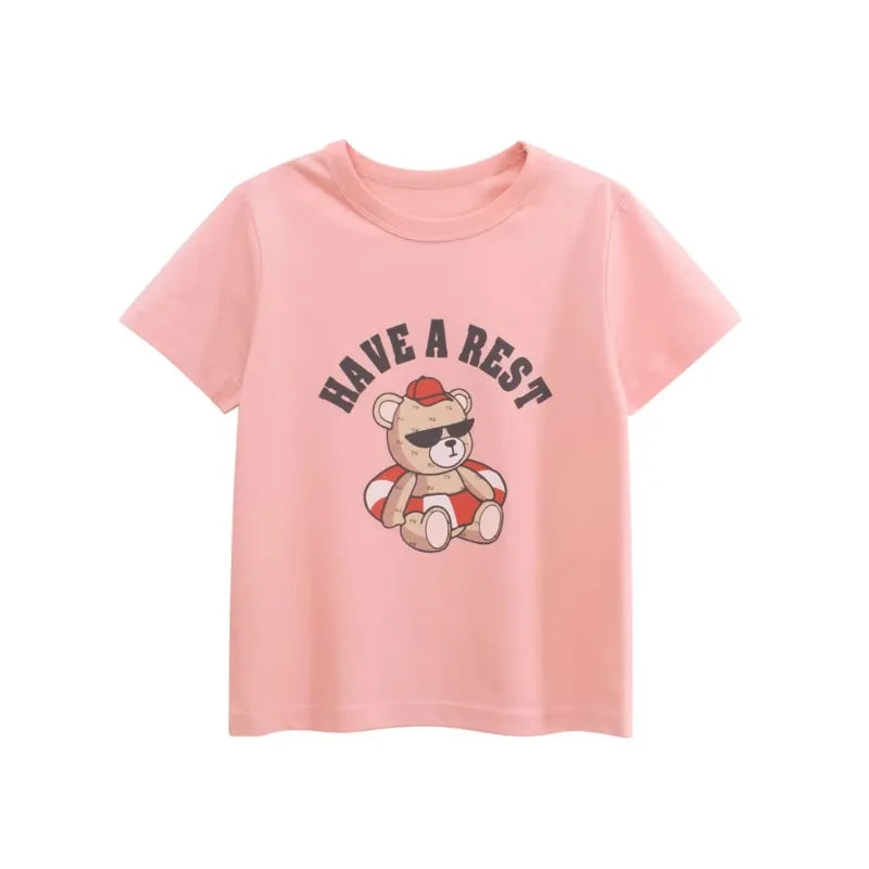 Girls Summer Cotton T-Shirt – Cute Cartoon Strawberry & Cherry Print | Ages 2–10Y | Soft Short Sleeve Tops