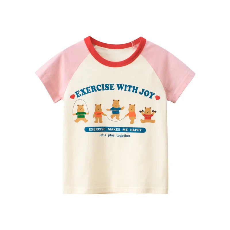 Girls Summer Cotton T-Shirt – Cute Cartoon Strawberry & Cherry Print | Ages 2–10Y | Soft Short Sleeve Tops