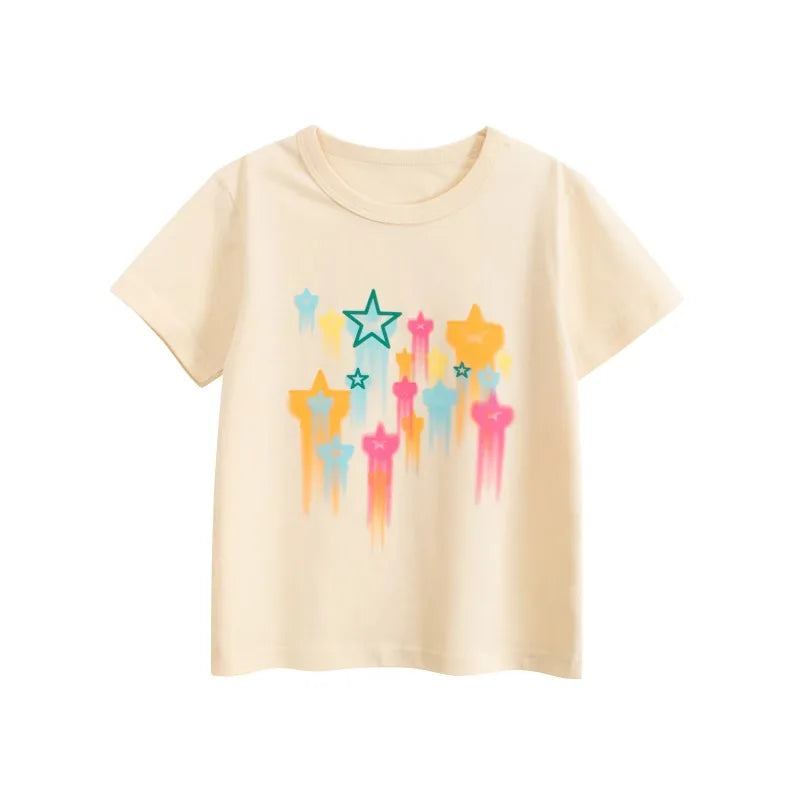 Girls Summer Cotton T-Shirt – Cute Cartoon Strawberry & Cherry Print | Ages 2–10Y | Soft Short Sleeve Tops