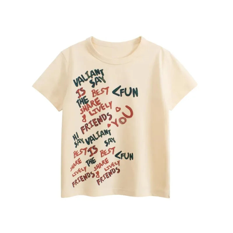 Girls Summer Cotton T-Shirt – Cute Cartoon Strawberry & Cherry Print | Ages 2–10Y | Soft Short Sleeve Tops