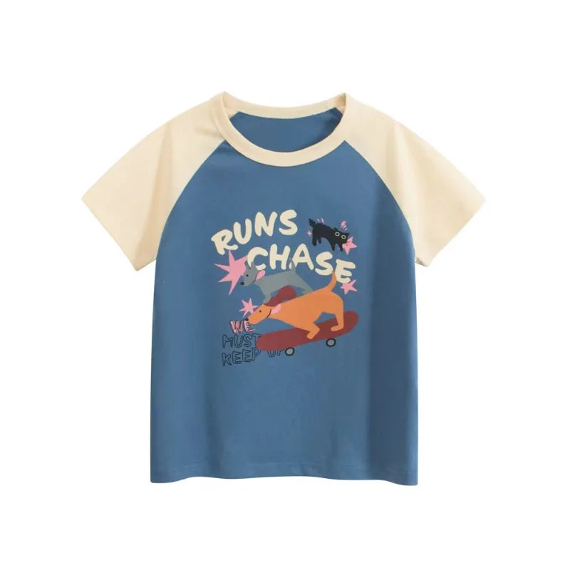 Girls Summer Cotton T-Shirt – Cute Cartoon Strawberry & Cherry Print | Ages 2–10Y | Soft Short Sleeve Tops